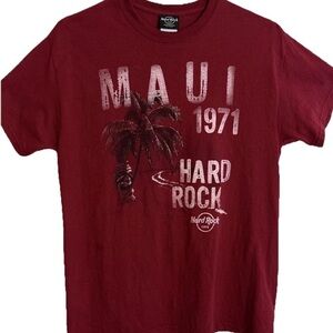 Hard Rock Cafe Maui 1971 Red T-Shirt Size Medium Graphic Tee Palm Tree Island